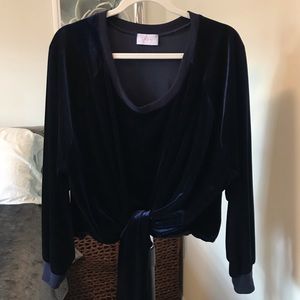 Navy velvet scoop neck sweater